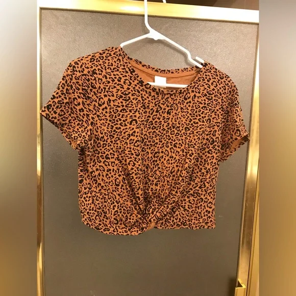 H&M Cheetah Print Crop Top with Front Knot Size Small ✨ - Picture 2 of 4
